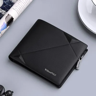 WILLIAMPOLO Genuine Leather Men’s Short Wallet – Slim Bifold Wallet